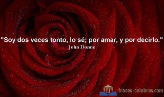 Soy dos veces tonto, lo sé; por amar, y por decirlo. John Donne